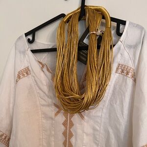 NWT Juan de Dios Iraca  Woven Silk Strand Gold Necklace